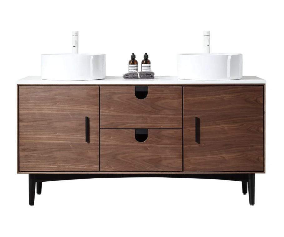 PORTREE 60” WALNUT BATHROOM VANITY