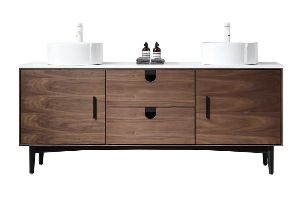 PORTREE 72” WALNUT BATHROOM VANITY