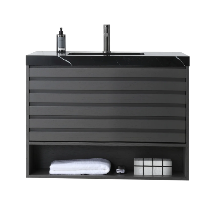 MATERA 36" CHARCOAL WITH BLACK COUNTERTOP BATHROOM VANITY