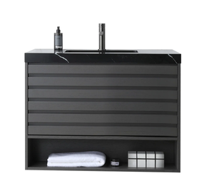 MATERA 36" CHARCOAL WITH BLACK COUNTERTOP BATHROOM VANITY