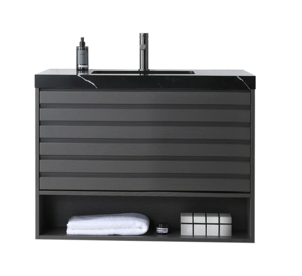 MATERA 36" CHARCOAL WITH BLACK COUNTERTOP BATHROOM VANITY