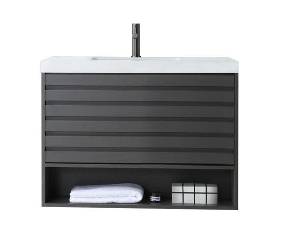 MATERA 36" CHARCOAL WITH WHITE COUNTERTOP BATHROOM VANITY