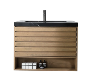 MATERA 36" PECAN OAK WITH BLACK COUNTERTOP BATHROOM VANITY