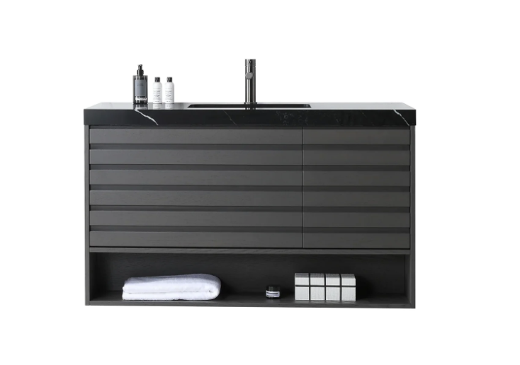 MATERA 48" CHARCOAL WITH BLACK COUNTERTOP BATHROOM VANITY