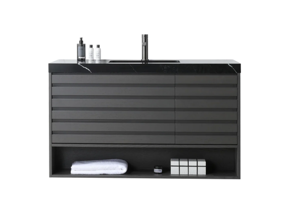 MATERA 48" CHARCOAL WITH BLACK COUNTERTOP BATHROOM VANITY