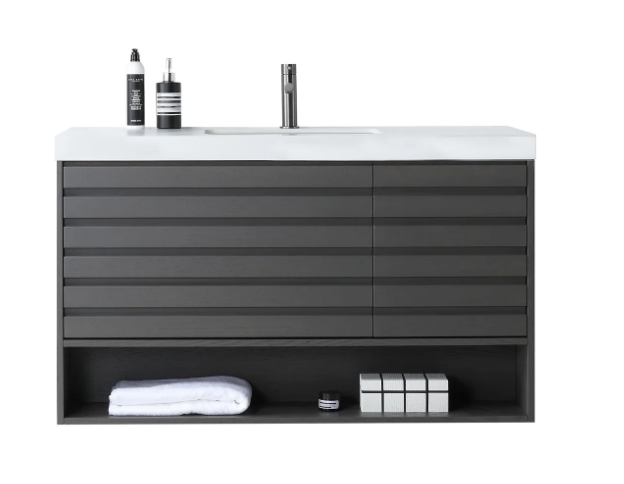 MATERA 48" CHARCOAL WITH WHITE COUNTERTOP BATHROOM VANITY
