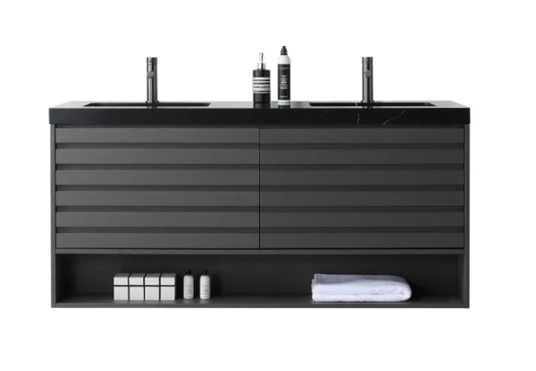 MATERA 60" CHARCOAL WITH BLACK COUNTERTOP BATHROOM VANITY