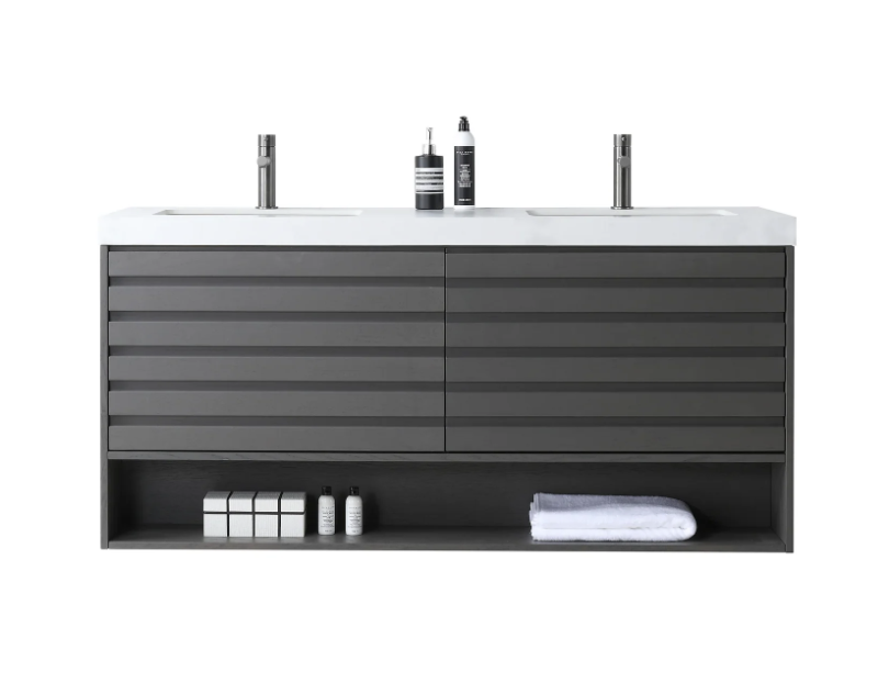 MATERA 60" CHARCOAL WITH WHITE COUNTERTOP BATHROOM VANITY