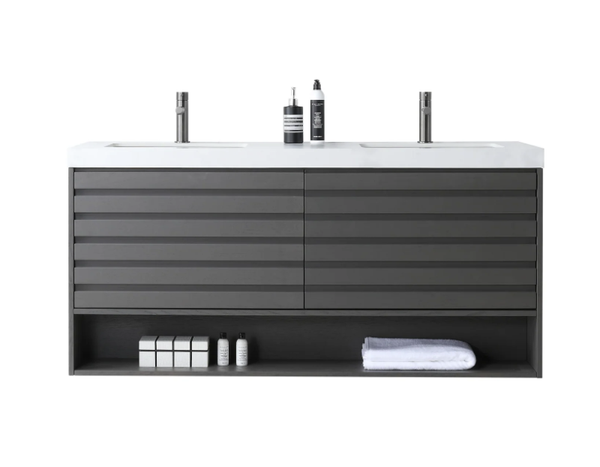 MATERA 60" CHARCOAL WITH WHITE COUNTERTOP BATHROOM VANITY