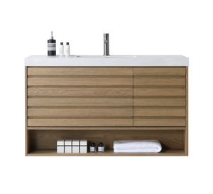 MATERA 48" PECAN OAK WITH WHITE COUNTERTOP BATHROOM VANITY