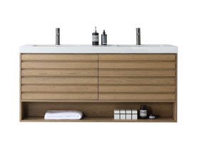 MATERA 60" PECAN OAK WITH WHITE COUNTERTOP