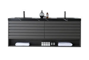 MATERA 72" CHARCOAL WITH BLACK COUNTERTOP BATHROOM VANITY
