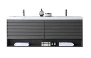 MATERA 72" CHARCOAL WITH WHITE COUNTERTOP BATHROOM VANITY
