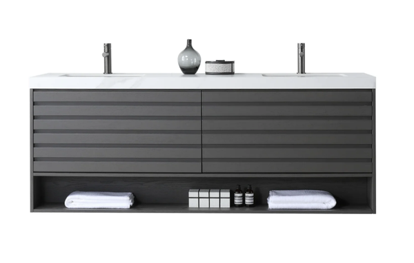 MATERA 72" CHARCOAL WITH WHITE COUNTERTOP BATHROOM VANITY