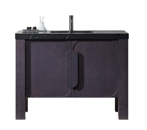 MUNICH 48" ESPRESSO OAK WITH BLACK COUNTERTOP BATHROOM VANITY