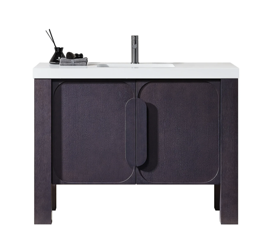 MUNICH 48" ESPRESSO OAK WITH WHITE COUNTERTOP BATHROOM VANITY