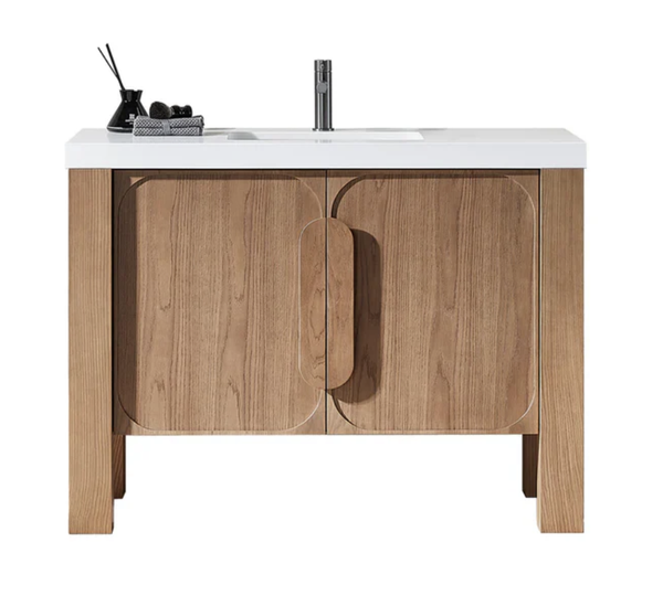 MUNICH 48" NATURAL TEAK WITH WHITE COUNTERTOP