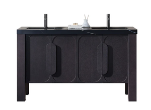 MUNICH 60" ESPRESSO OAK WITH BLACK COUNTERTOP BATHROOM VANITY