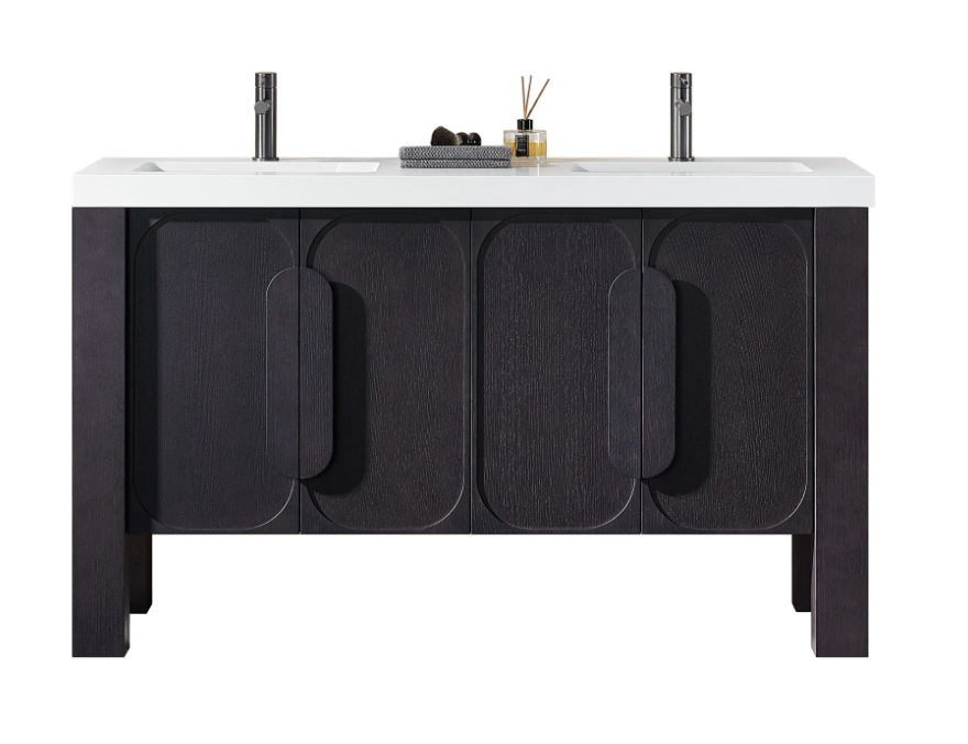 MUNICH 60" ESPRESSO OAK WITH WHITE COUNTERTOP BATHROOM VANITY