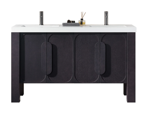 MUNICH 60" ESPRESSO OAK WITH WHITE COUNTERTOP BATHROOM VANITY