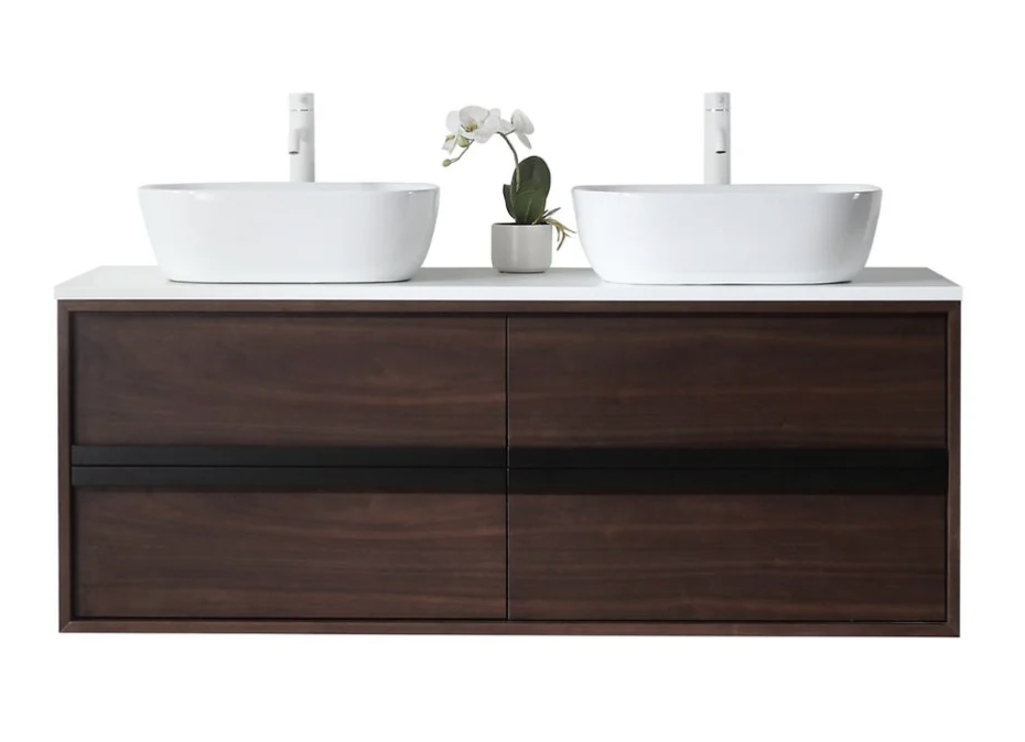 SINTRA 55” DARK WALNUT BATHROOM VANITY