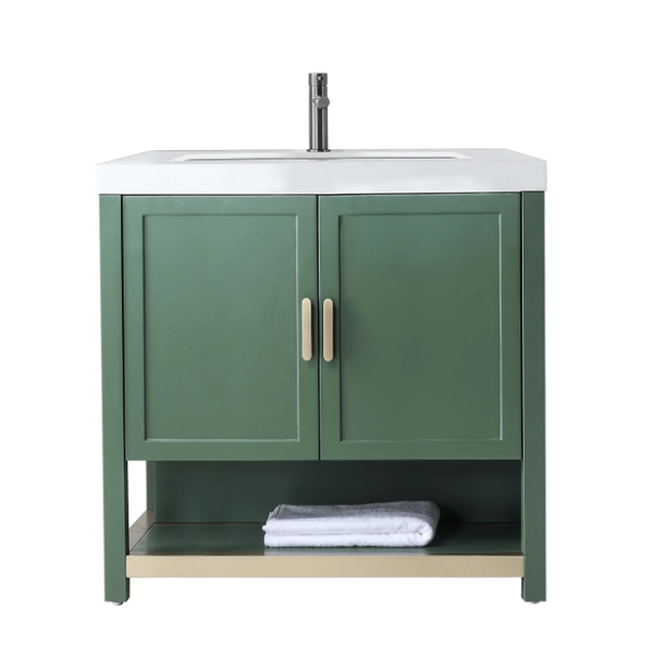 WINCHESTER 36" FOREST GREEN WITH WHITE COUNTERTOP BATHROOM VANITY