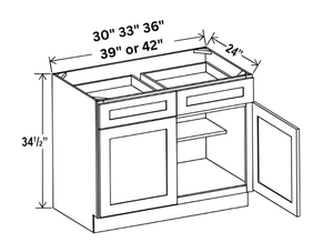 Sydney White- Base Cabinet with Double Doors and Drawers