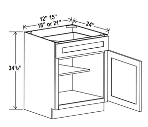 Sydney White- Base Cabinet with Single Door & Drawer