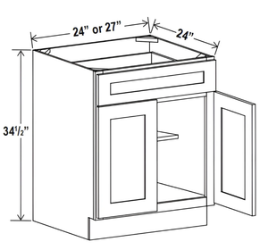Sydney White- Base Cabinet with Double Doors & Single Drawer