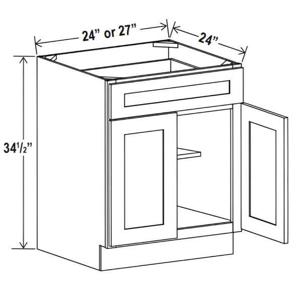 Sydney White- Base Cabinet with Double Doors & Single Drawer