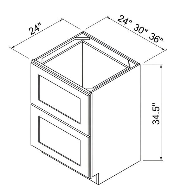Sydney White- Two Drawer Base Cabinet