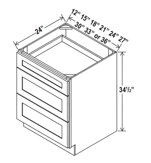 Sydney White- Three Drawer Base Cabinet