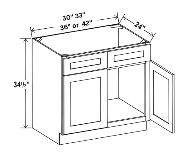 Sydney White- Sink Base with Double Doors and 2 False Drawer