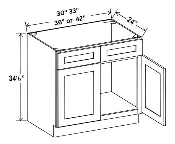 French Grey- Sink Base with Double Doors and 2 False Drawer