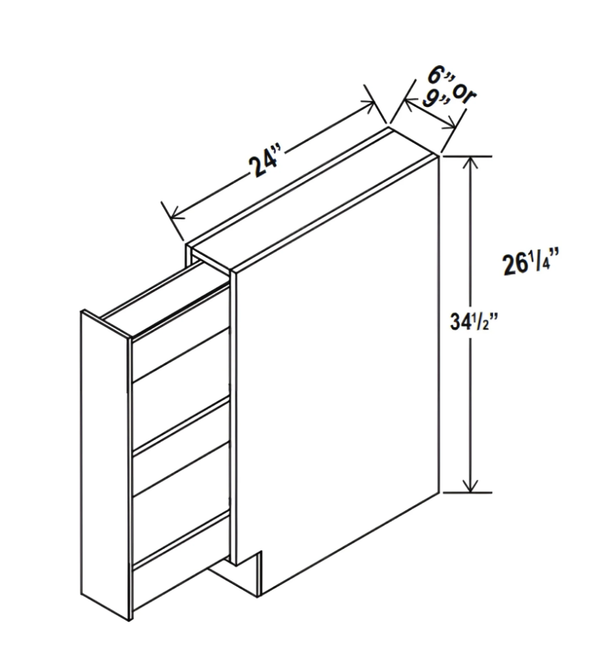 French Grey- Spice Pull Base Cabinet