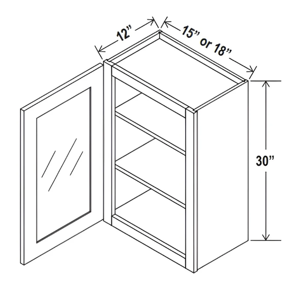 Sydney White- 30" H Single Door Wall Cabinet with Glass Door