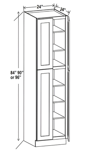 Sydney White- 24" W Two Double Door Utility Pantry Cabinet