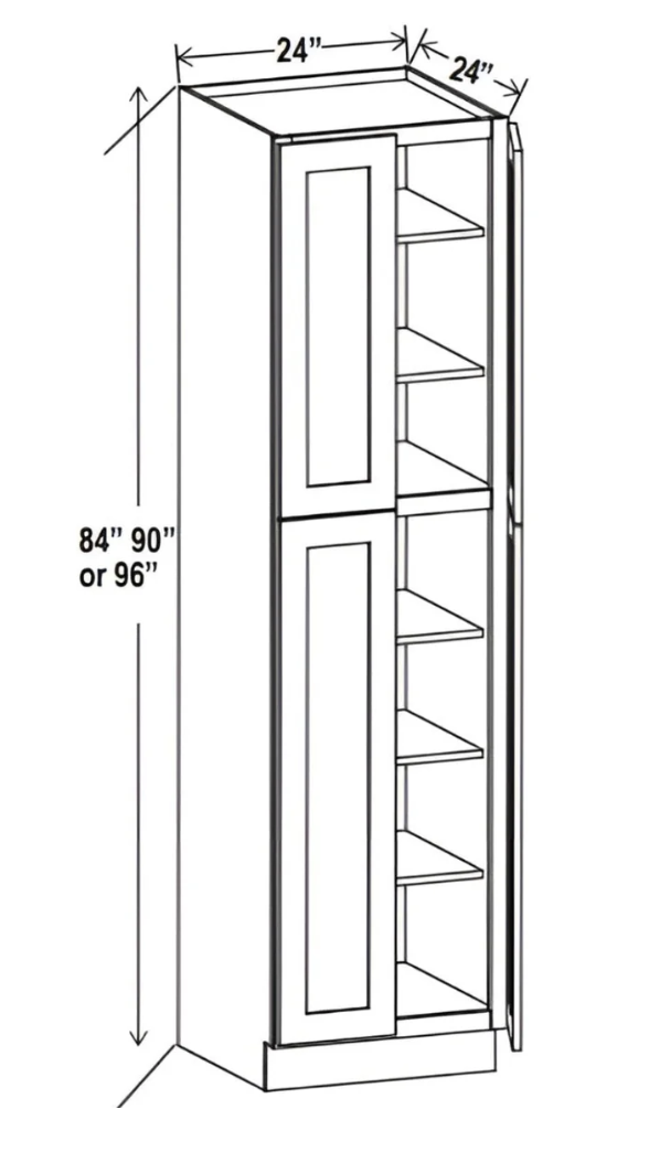 Sydney White- 24" W Two Double Door Utility Pantry Cabinet