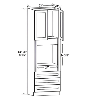 Sydney White- 33″ W Oven Pantry Cabinet with Three Drawers