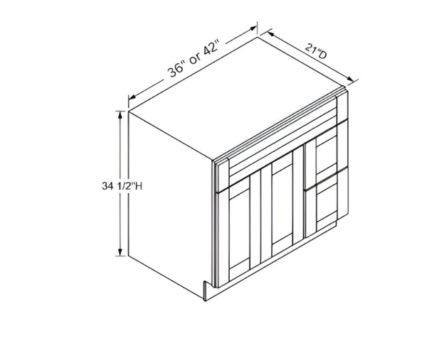 Sydney White- Vanity Sink Drawer Base Cabinet ( Right Drawer )