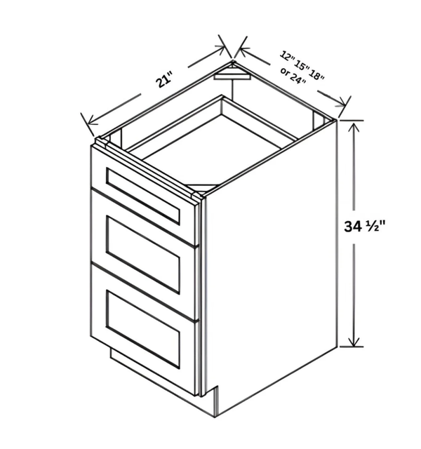 Sydney White- Vanity Three Drawer Base Cabinet
