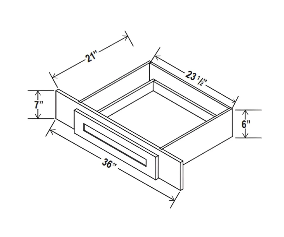 Sydney White - Knee Drawer - 36"W x 7"H x 21"D