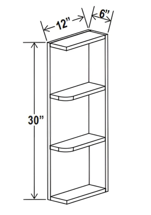 Sydney White - Wall End Shelf - 6"W x 30"H x 12"D - 2S