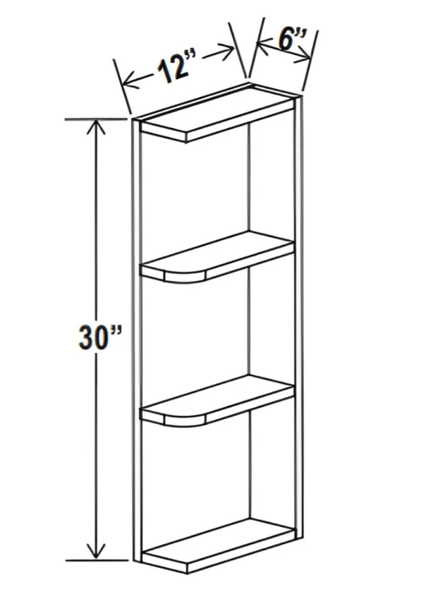 Sydney White - Wall End Shelf - 6"W x 30"H x 12"D - 2S