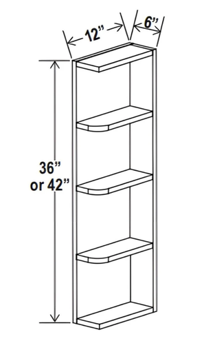 Sydney White - Wall End Shelf - 6"W x 42"H x 12"D - 4S