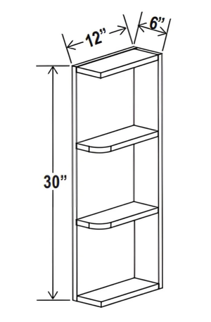 French Grey- Wall End Shelf - 6"W x 30"H x 12"D - 2S