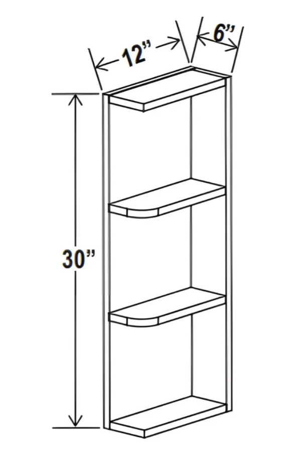 French Grey- Wall End Shelf - 6"W x 30"H x 12"D - 2S