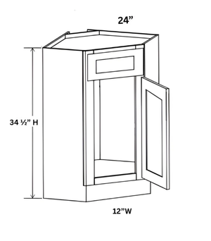 French Grey- Corner Sink Base - 36"W x 34- 1/2"H x 24"D