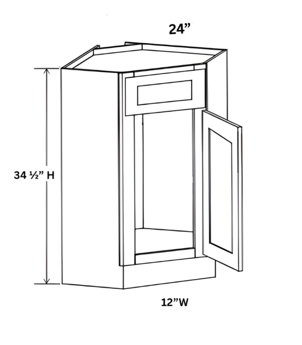 French Grey- Corner Sink Base - 36"W x 34- 1/2"H x 24"D