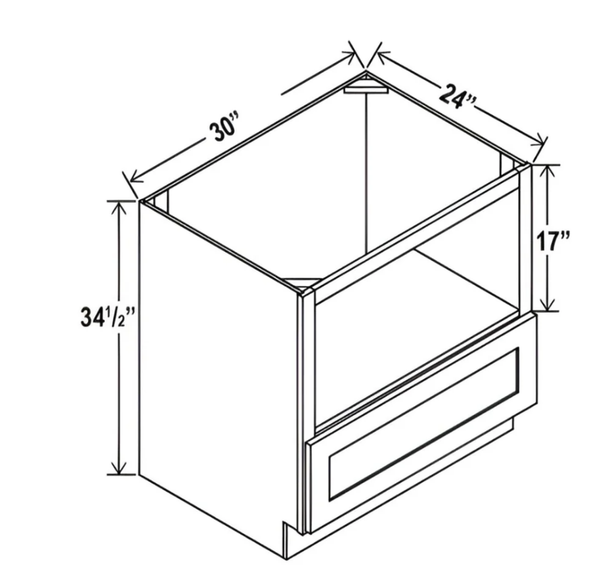 Sydney White - Microwave Base Cabinet - 30"W x 34- 1/2"H x 24"D - 1Drw